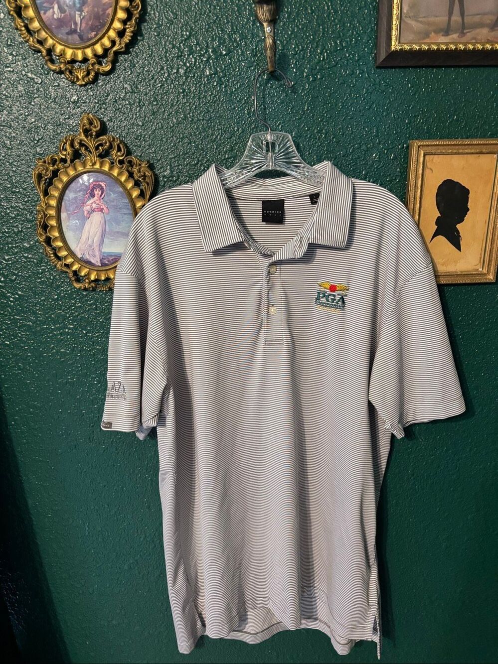 Dunning Golf Polo Size Large Striped 2016 PGA Baltusrol